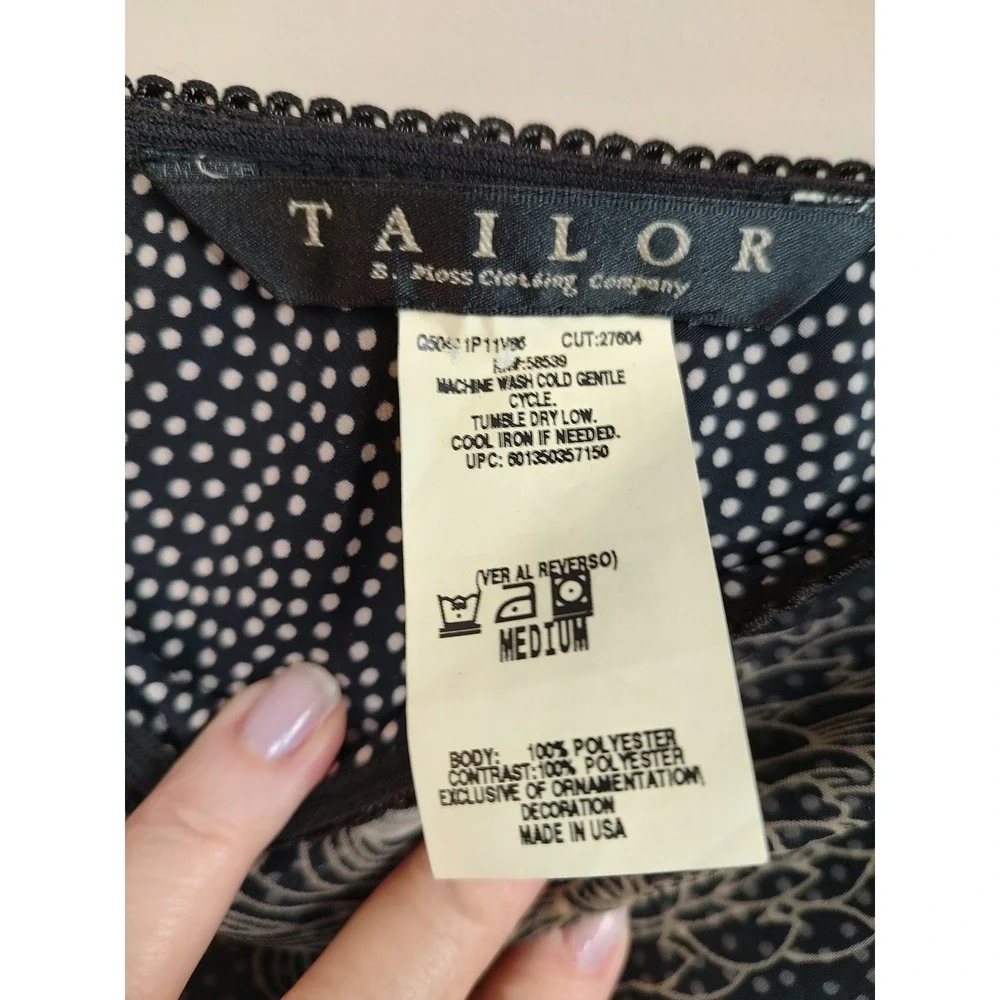 Tailor B Moss Womens Floral Polka Dot Mesh Midi Skirt Black Cream Size Medium‎